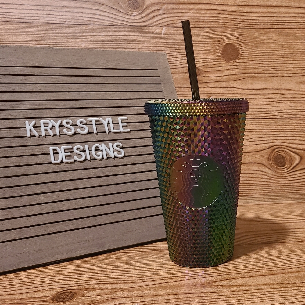 Starbucks Rainbow Spike Grande Oil Slick Multi Color Iridescent Tumbler Cup 16oz